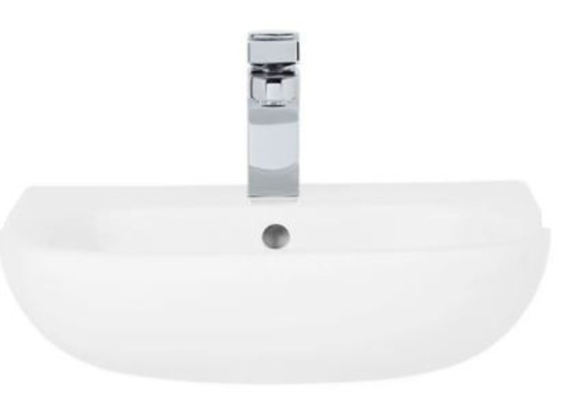 RRP £70. Newton Basin 450mm White with 1 Tap Hole. SKU: 558645. Appears New Unused