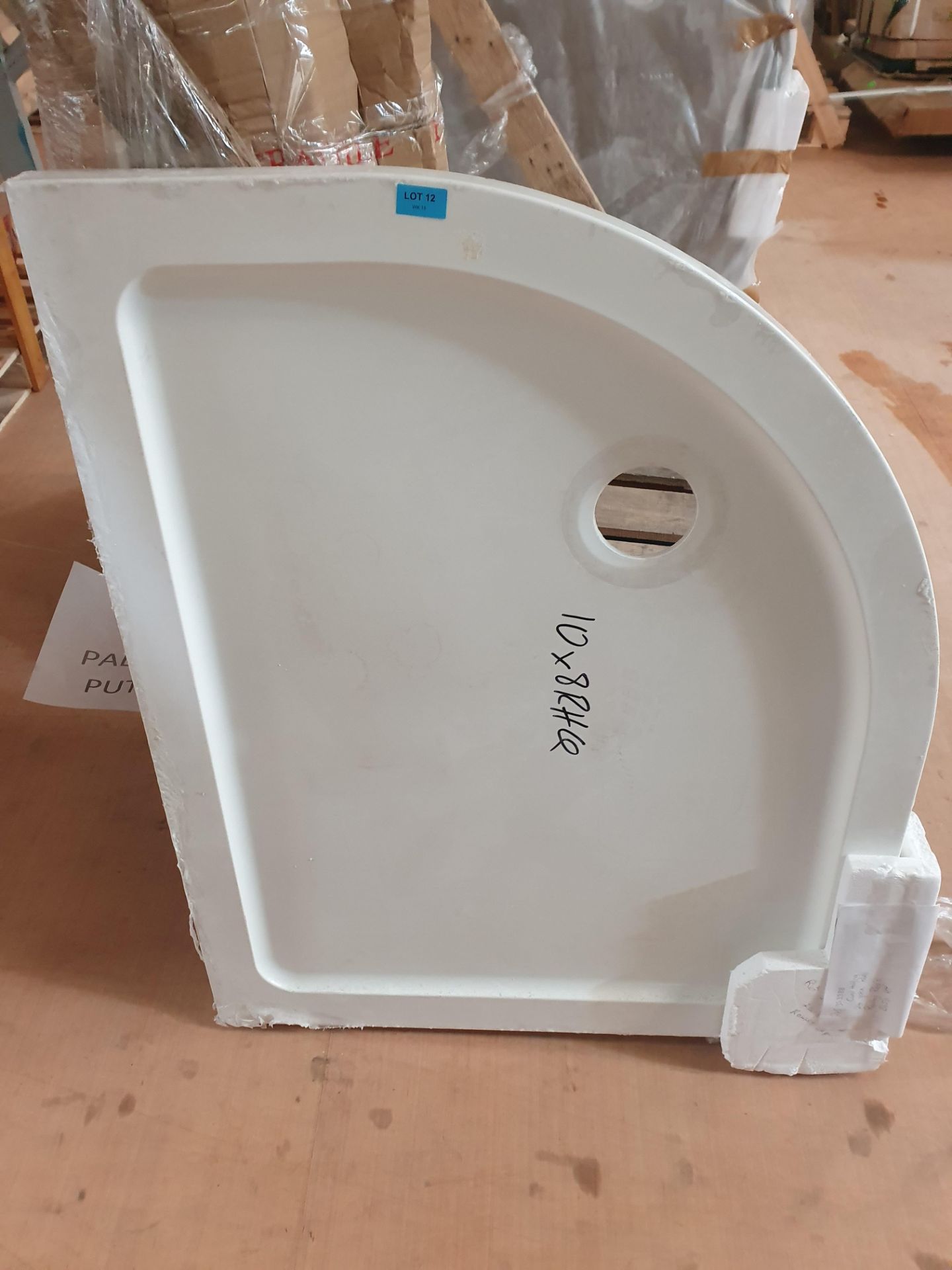 RRP £225. Orchard right handed offset quadrant stone shower tray 1000 x 800. Appears New, unused Wi - Image 2 of 2