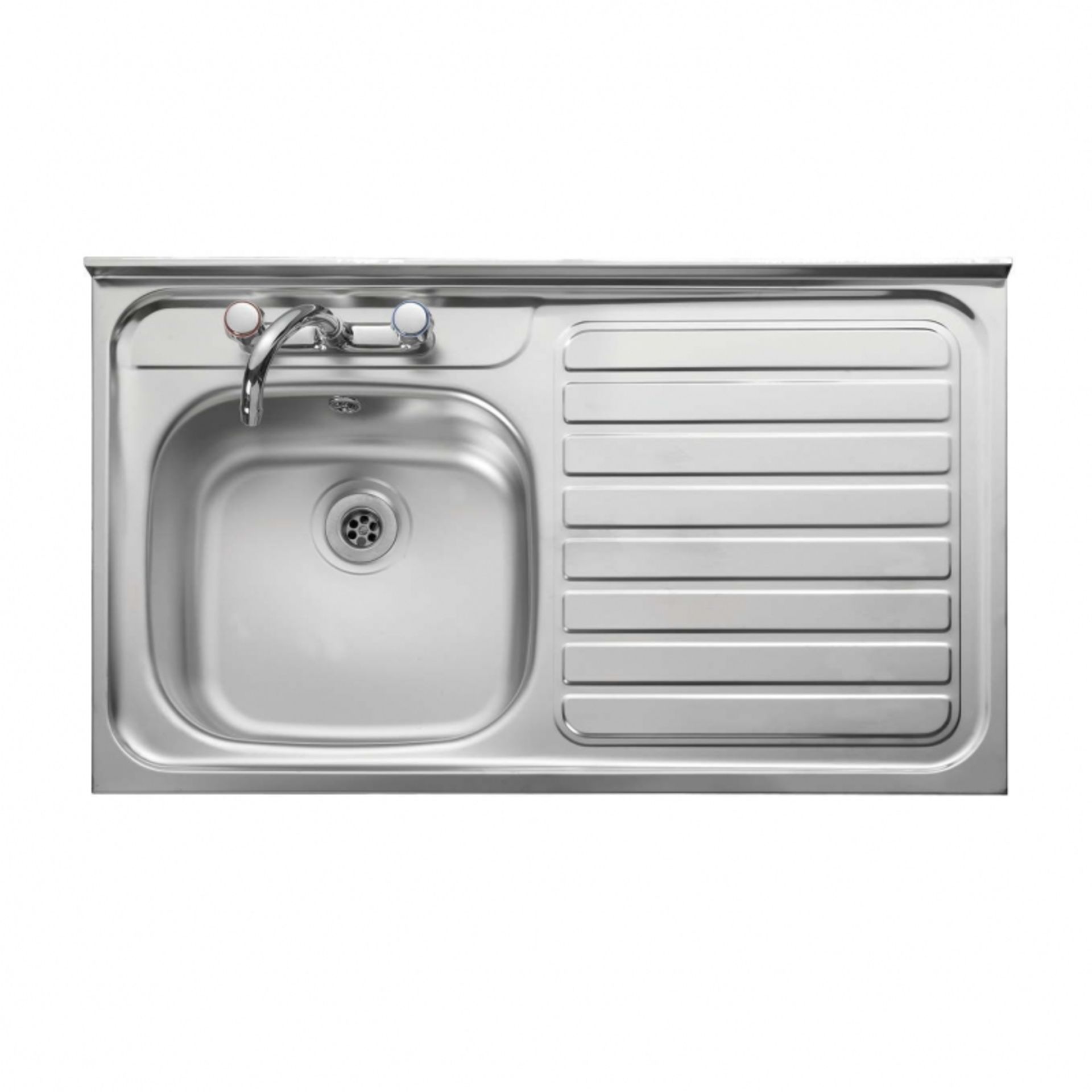 RRP £99. Leisure Contract 1000x600 1.0 Bowl Stainless Steel Sit-On Sink Square. A[pears New unused.