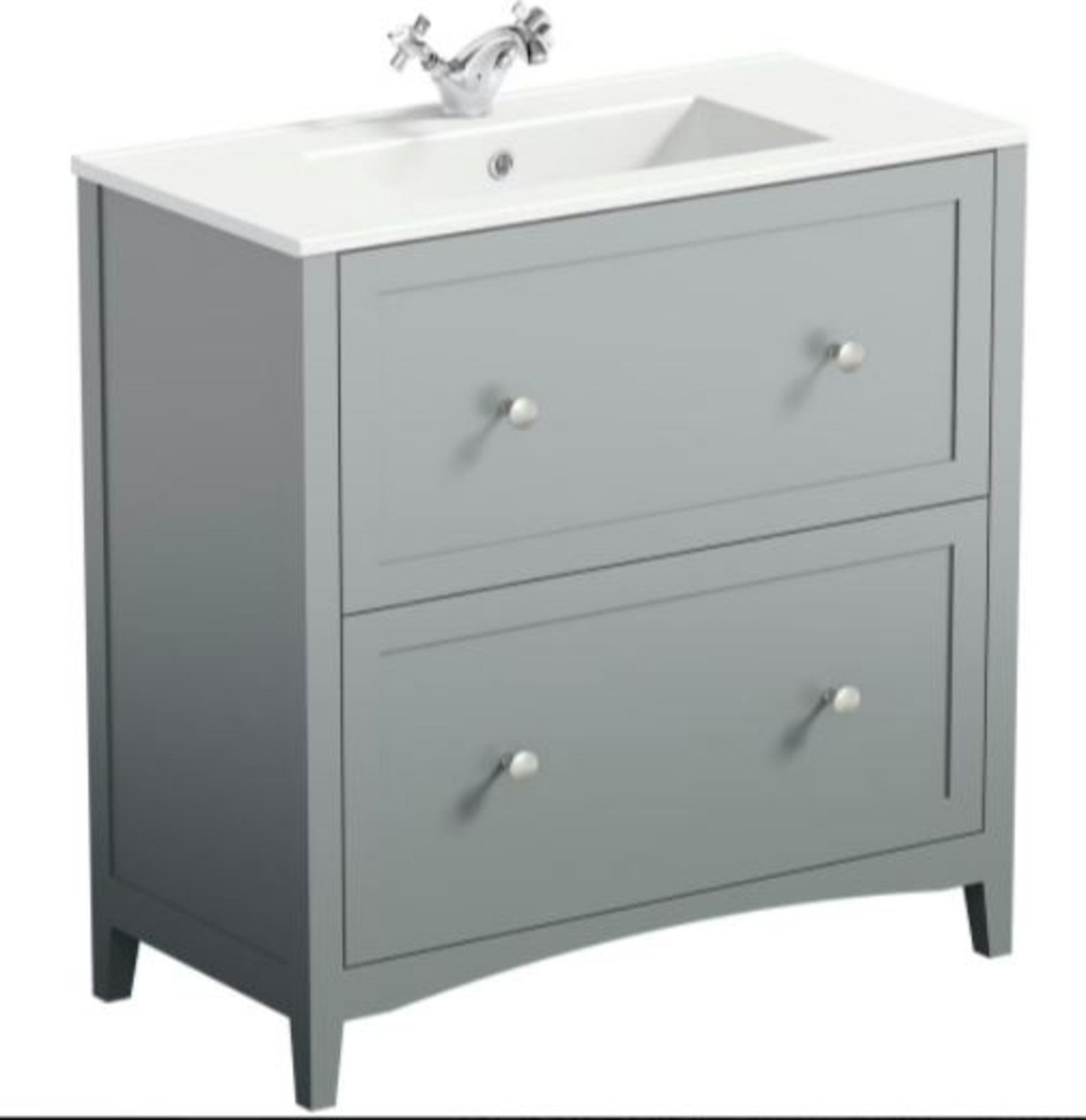 RRP £300. The Bath Co. Camberley floorstanding vanity unit. 800Mm x 390mm. Satin Grey. Unit Only.