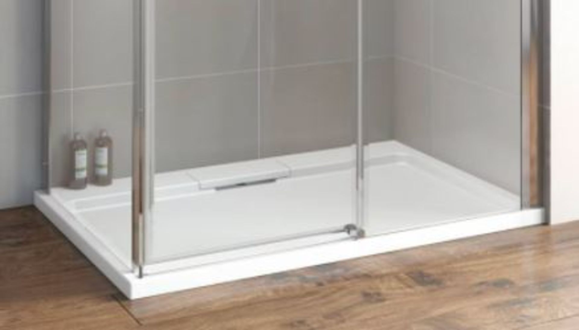 RRP £625. 1000 x 800mm Slimline shower tray with Rectangulat Turbo Flow Chrome Shower Waste Kit. Ap