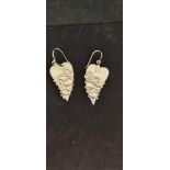 A Pair Of Sterling Silver and Mother Of Pearl Drop Earrings For Pierced Ears