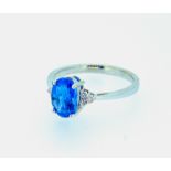 Certified 2.00ct Blue Clean VS Untreated Sapphire & Diamonds Ring