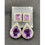 Beautiful 34.5ct Natural Amethyst with 4.70ct Natural Diamonds and 18k gold