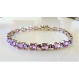 Sterling Silver 17ct Amethyst Tennis Bracelet in New with Gift Box