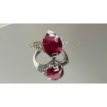 Beautiful 6.12ct Natural Burmese Ruby Ring With Diamonds And 18k White Gold