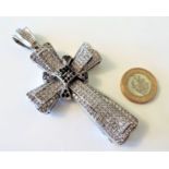 Unique Vintage Designer Oversized Gemstone Cross Pendant 48 grams Sterling Silver