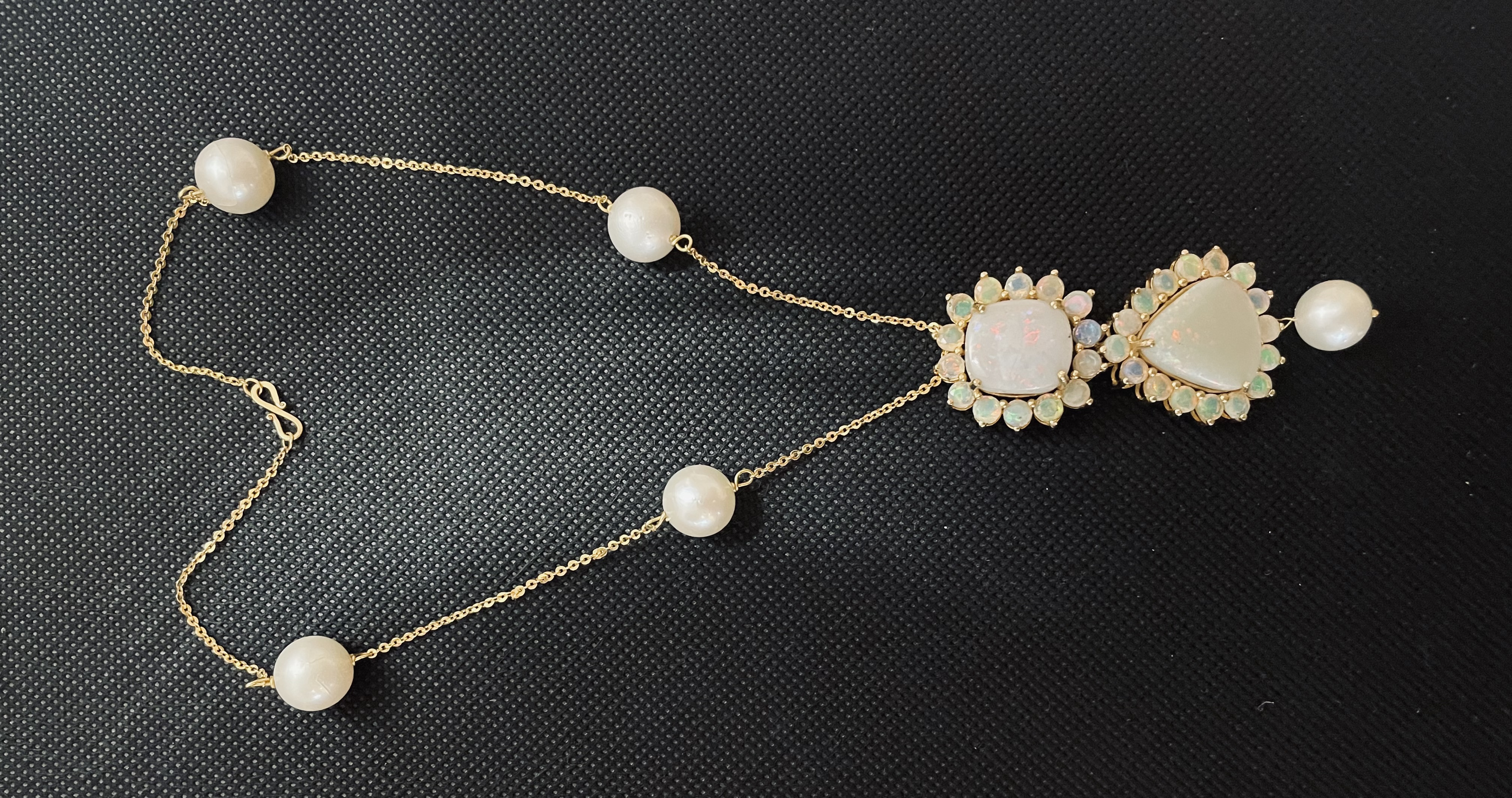 Beautiful 25ct Australian opal Necklace w 52ct South sea Pearls and 18k gold - Image 5 of 6