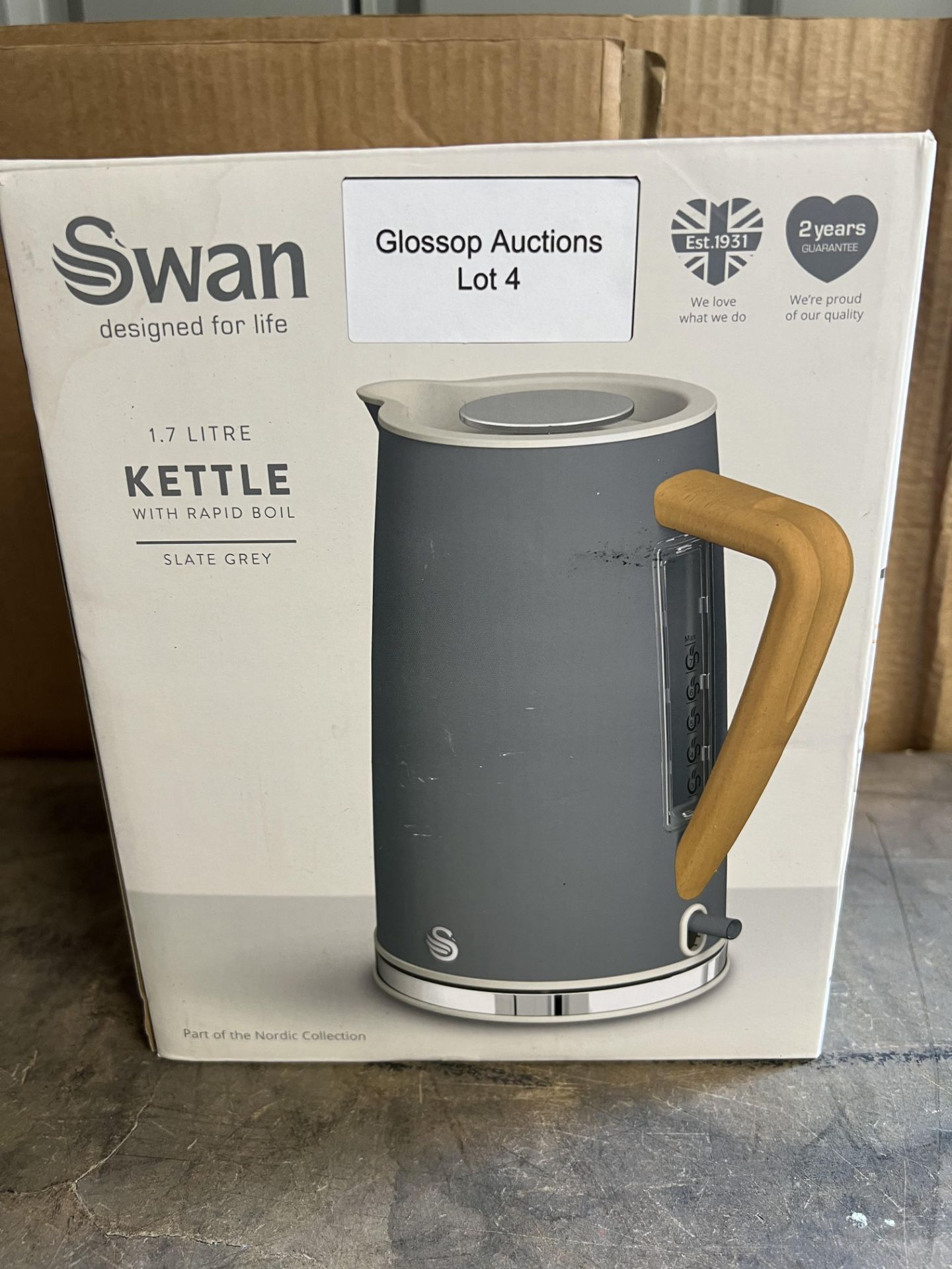 Swan SK14610GRYN 1.7 Litre Nordic Style Grey Kettle. RRP £44.99 Grade U