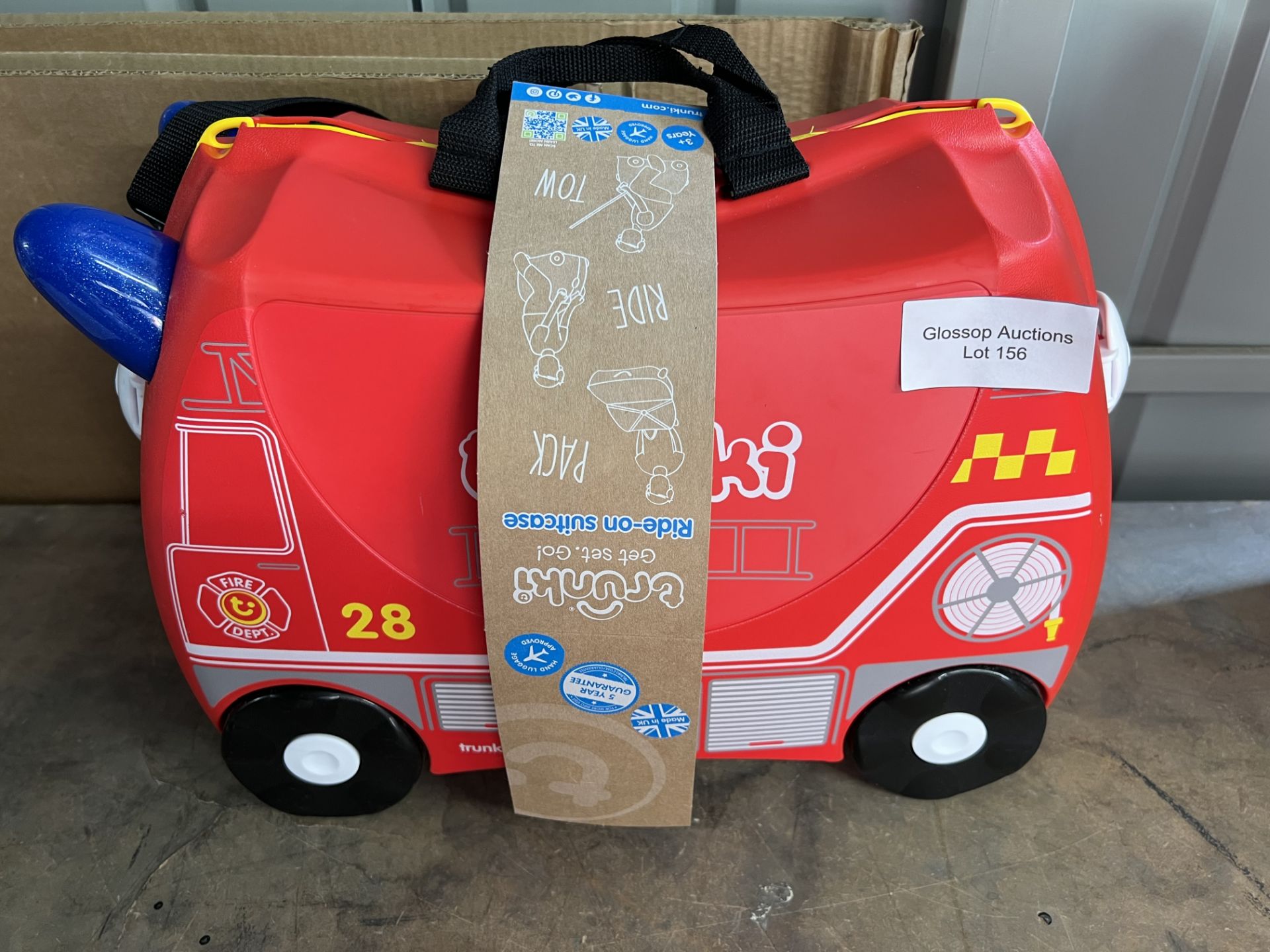 Trunki Children’s Ride-On Suitcase & Kid's Hand Luggage: Frank Fire Engine. RRP £44.99 Grade U