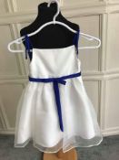 Ivory Flowergirl Dress With Cobalt Blue Straps and Belt