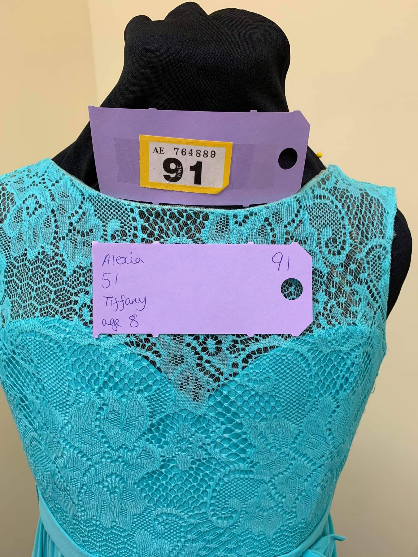 Tiffany Blue Lace Top Dress Age 9 - Image 10 of 10