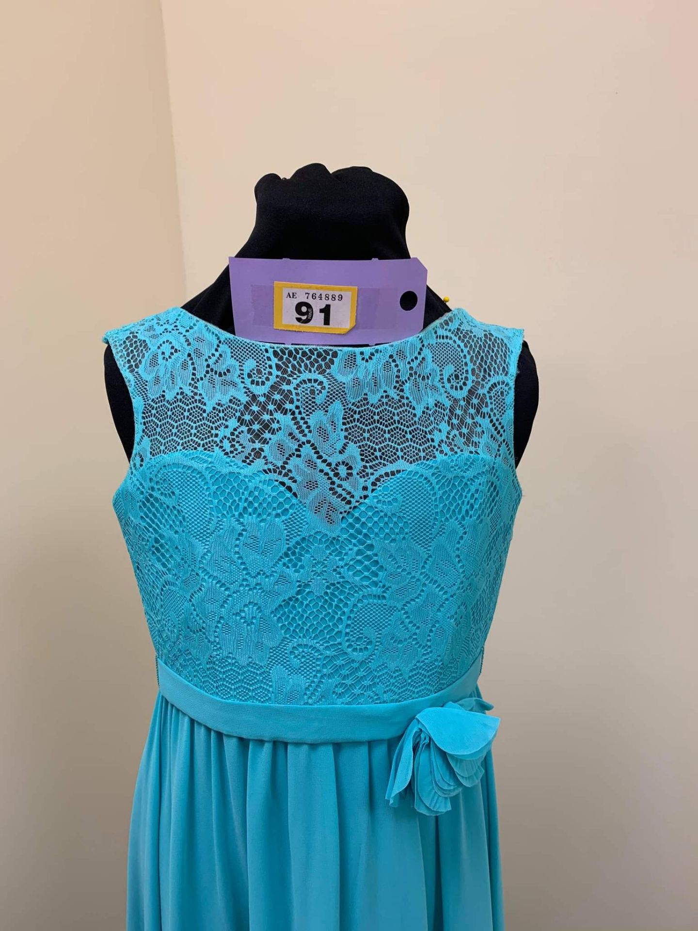 Tiffany Blue Lace Top Dress Age 9 - Image 6 of 10