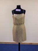 Designer Cocktail Dress Gold Sequins. Size 10