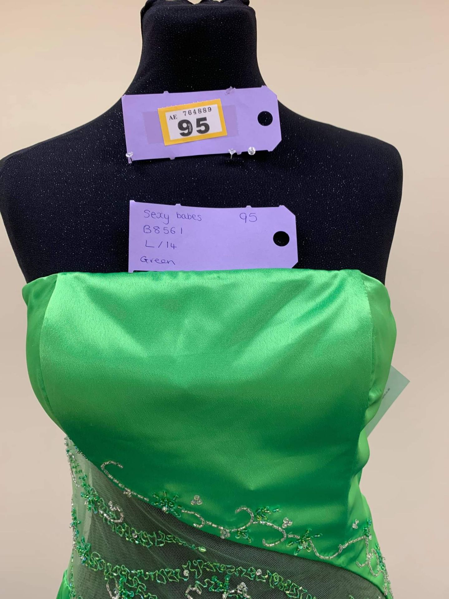 Green Prom Dress Size Approx. 14. - Image 6 of 8