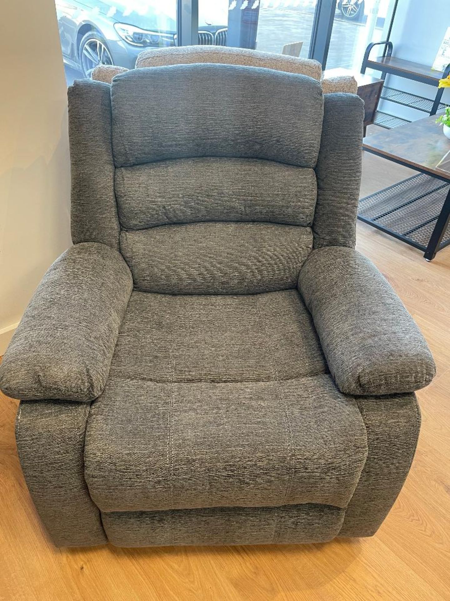 Brand New Boxed Malaga Manual Reclining Arm Chair In Grey Fabric