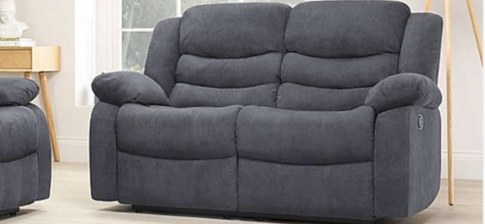 Brand New Boxed 2 Seater Malaga 8040 Grey Fabric Manual Reclining Sofa