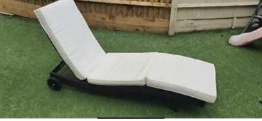 Brand New Boxed Brown Rattan Garden Sun Lounger with Cushions