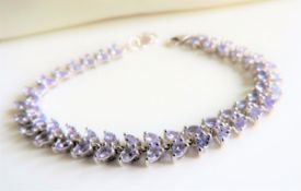Sterling Silver 18ct Tanzanite Bracelet New with Gift Box