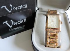 Gents Gold Plated Tank Watch New Boxed