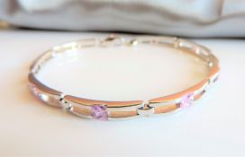 Sterling Silver 2.8 CT Pink Topaz Tennis Bracelet