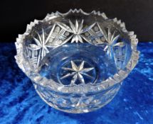 Vintage Etched and Cut Crystal Bowl