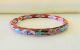 Vintage Hinged Cloisonne Bangle