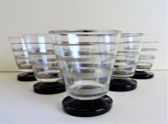 Set of 8 Art Deco Silver Decorated Venetian Drinking Glasses 12cm High