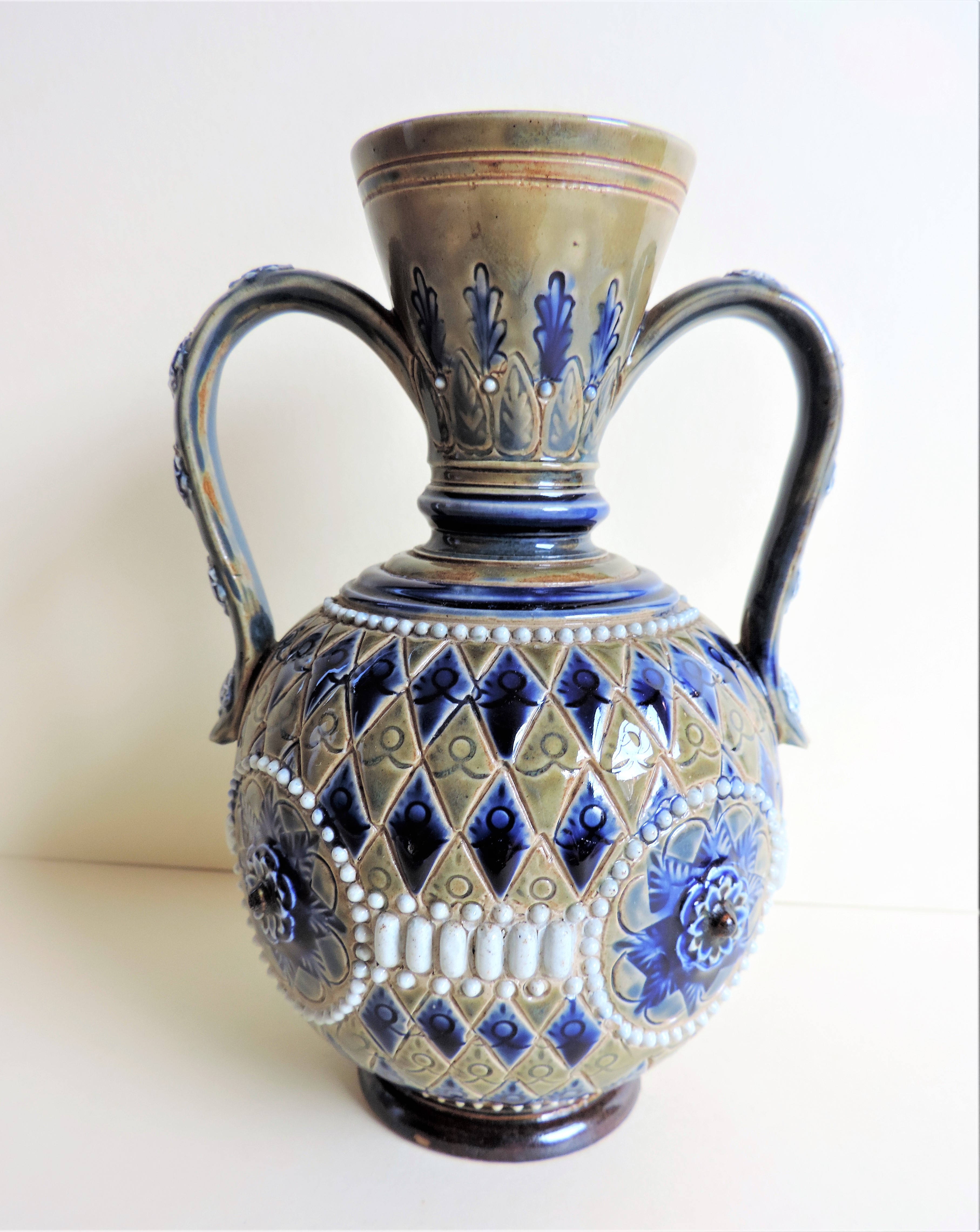 Antique Doulton Lambeth Eliza Simmance Twin Handled Vase c.1880's