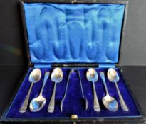 Antique Cased Set Silver Plated Tea Spoons