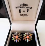 Gold Plated Celtic Sandstorms Gemstone Earrings New with Gift Box