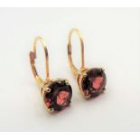 Gold on Silver 5 carat Garnet Earrings New with Gift Pouch