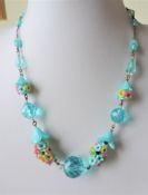1930's Venetian Glass Beads Necklace With Flower Arrangement.
