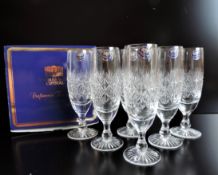 Set 6 Thomas Webb Crystal 'Wellington' Tall Champagne Flutes