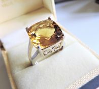 Sterling Silver 16ct Yellow Citrine Ring New with Gift Box