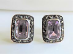Sterling Silver 3ct Amethyst Earrings New with Gift Pouch