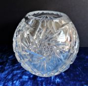 Vintage Bohemian Pinwheel Crystal Globe Vase