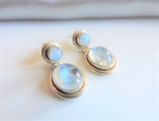 Vintage Sterling Silver Moonstone Drop Earrings