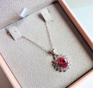 Sterling Silver 3ct Pink Tourmaline Pendant Necklace New with Gift Box.