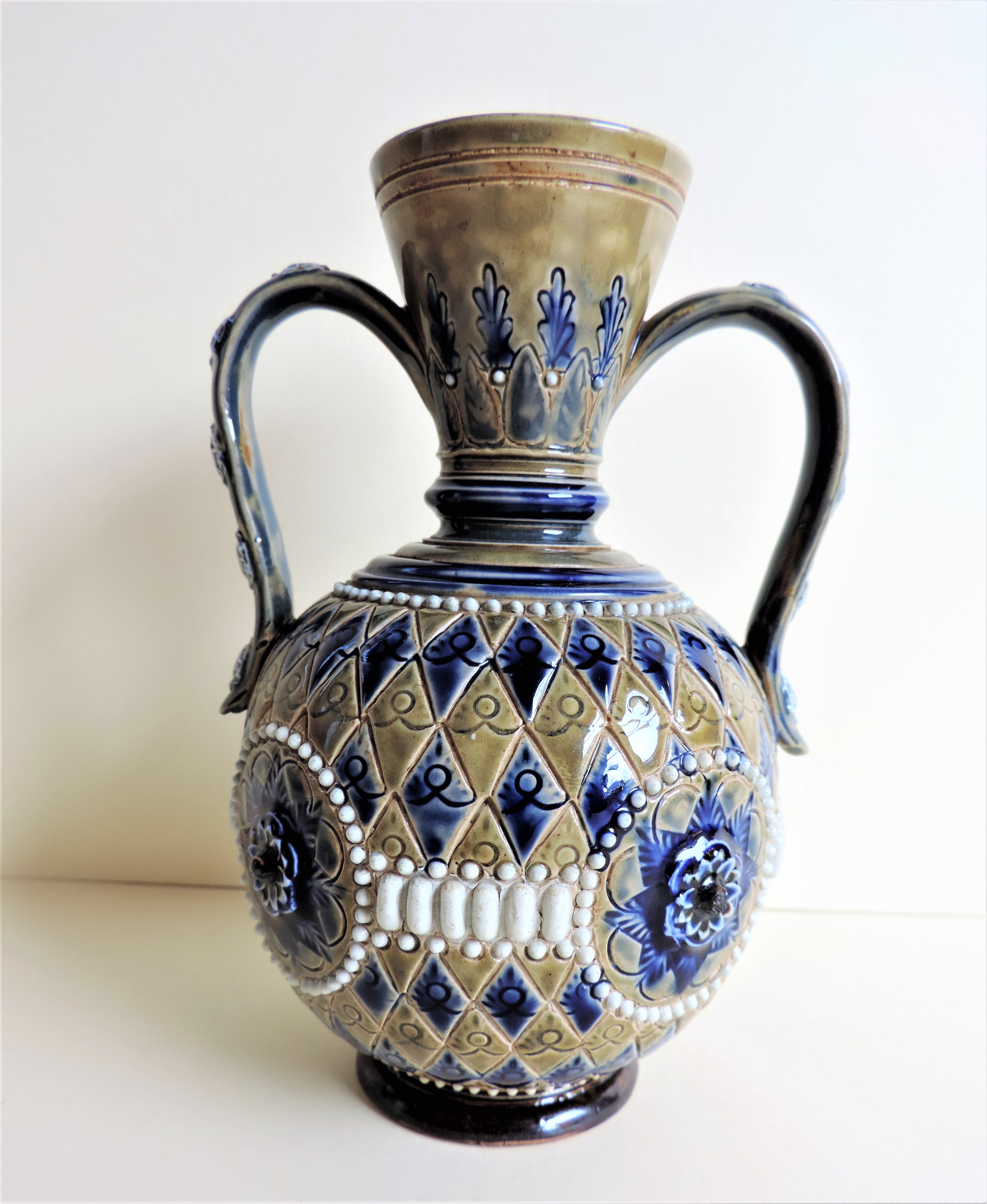 Antique Doulton Lambeth Eliza Simmance Twin Handled Vase c.1880's - Image 5 of 7
