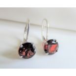 Sterling Silver 5ct Garnet Stud Earrings New with Gift Pouch