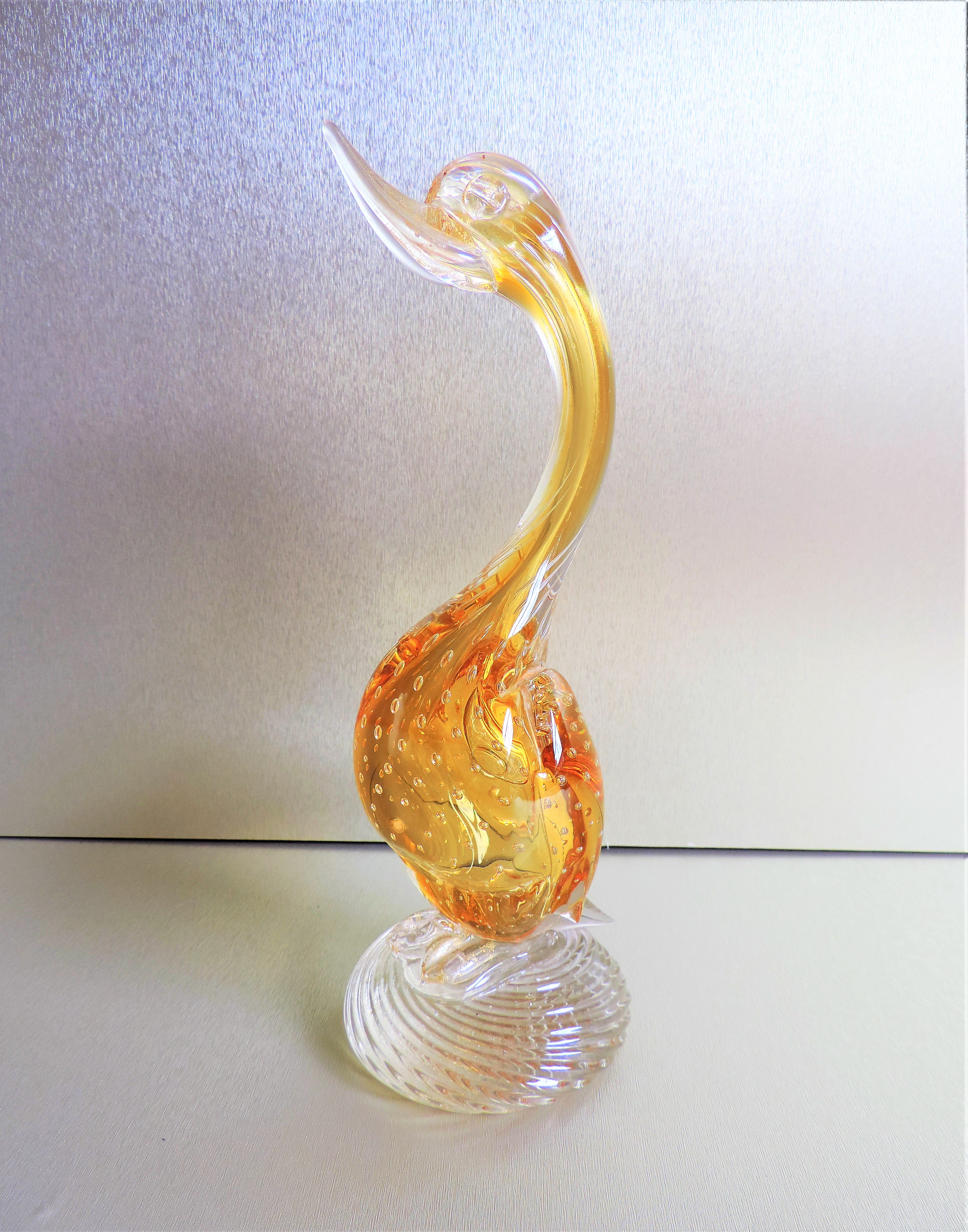 Murano Sommerso Amber Bullicante Glass Sculpture 27cm High - Image 2 of 4