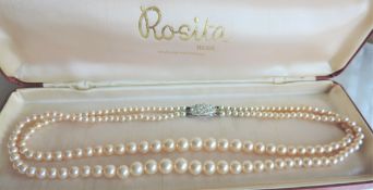 Vintage 18 inch Double Strand Rosita Pearl Necklace Original Box