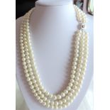 Vintage Triple Strand 24 inch Pearl Necklace