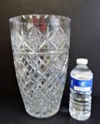 Antique Edwardian Hand Cut Crystal Vase Large 31cm High