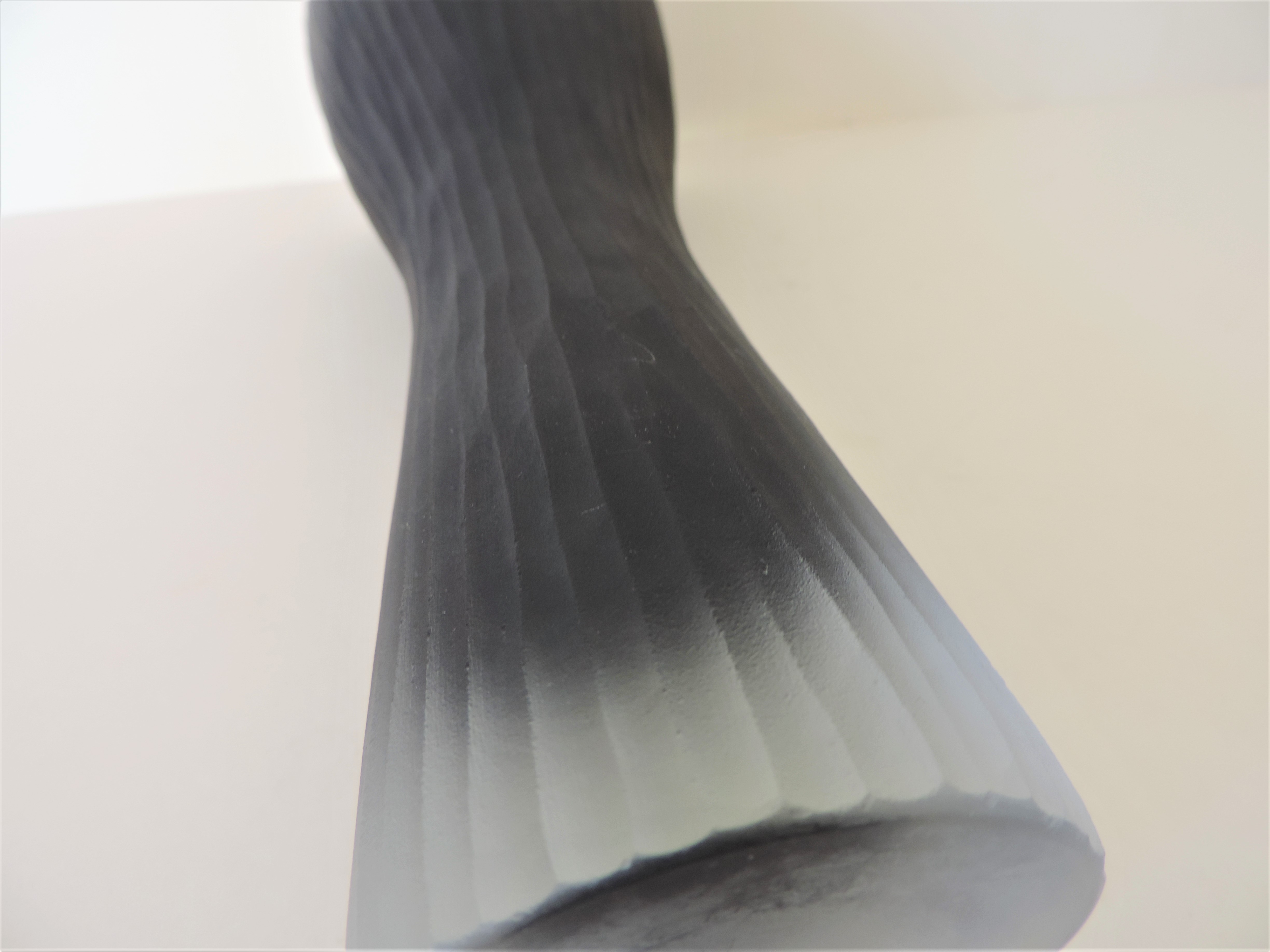 Textured Art Glass Black to Clear Vase 32cm High. - Image 3 of 6
