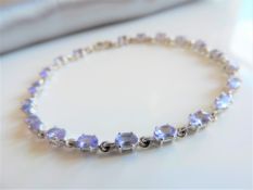Sterling Silver 4ct Tanzanite Tennis Bracelet New with Gift Box