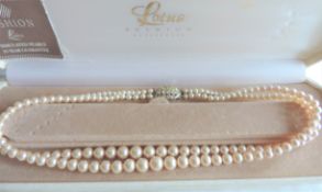 Vintage Lotus Pearls 18 inch Double Strand Necklace