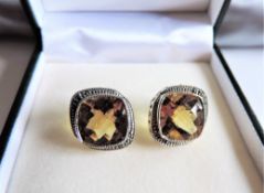 Sterling Silver 12ct Citrine Earrings New with Gift Box