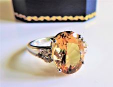 Sterling Silver 8ct Citrine Ring New with Gift Box